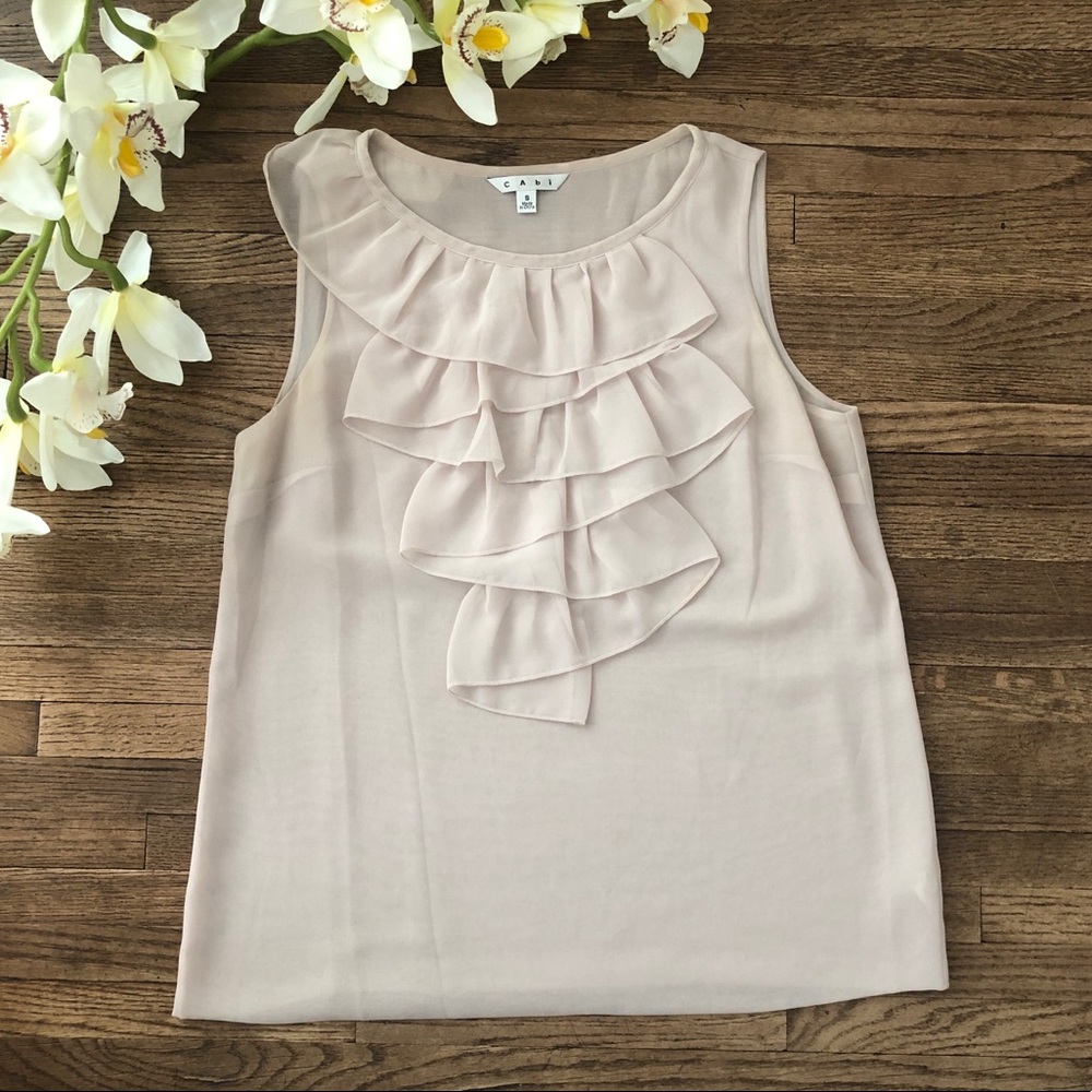 CABI | ruffle cream tank